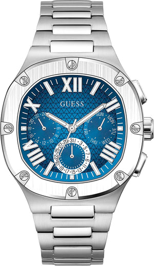 Guess Headliner Multifunction Blue Dial Silver Steel Strap Watch For Men - GW0572G1 Buy Now By Guess