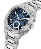 Guess Headliner Multifunction Blue Dial Silver Steel Strap Watch For Men - GW0572G1 Buy Now By Guess