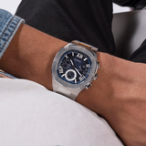 Guess Headliner Multifunction Blue Dial Silver Steel Strap Watch For Men - GW0572G1 Buy Now By Guess