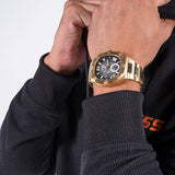 Guess Headliner Multifunction Black Dial Gold Steel Strap Watch For Men - GW0572G2 Buy Now By Guess