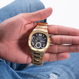 Guess Headliner Multifunction Black Dial Gold Steel Strap Watch For Men - GW0572G2 Buy Now By Guess