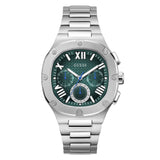 Guess Headline Quartz Green Dial Silver Steel Strap Watch For Men - GW0572G6 Buy Now By Guess