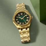 Guess Asset Quartz Green Dial Gold Steel Strap Watch For Men - GW0575G2 Buy Now By Guess