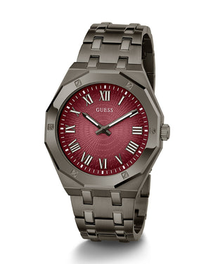 Guess Asset Quartz Red Dial Black Steel Strap Watch For Men - GW0575G5 Buy Now By Guess
