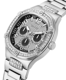 Guess Duke Glitz Black Dial Silver Steel Strap Watch For Men - GW0576G1 Buy Now By Guess