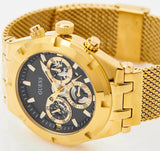 Guess Continental Chronograph Black Dial Gold Mesh Strap Watch For Men - GW0582G2 Buy Now By Guess