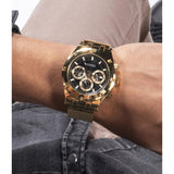 Guess Continental Chronograph Black Dial Gold Mesh Strap Watch For Men - GW0582G2 Buy Now By Guess