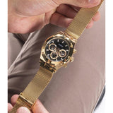 Guess Continental Chronograph Black Dial Gold Mesh Strap Watch For Men - GW0582G2 Buy Now By Guess