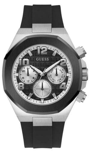 Guess Empire Chronograph Black Dial Black Silicon Strap Watch For Men - GW0583G1 Buy Now By Guess