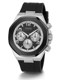 Guess Empire Chronograph Black Dial Black Silicon Strap Watch For Men - GW0583G1 Buy Now By Guess