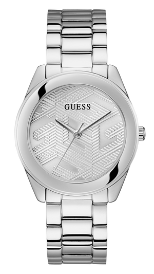 Guess Cubed Analog Silver Dial Silver Steel Strap Watch For Women - GW0606L1 Buy Now By Guess