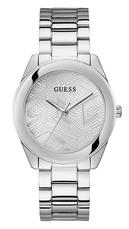 Guess Cubed Analog Silver Dial Silver Steel Strap Watch For Women - GW0606L1 Buy Now By Guess