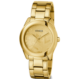 Guess Cubed Analog Gold Dial Gold Steel Strap Watch For Women - GW0606L2 Buy Now By Guess