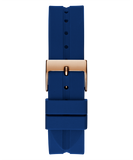 Guess Cubed Analog Rose Gold Dial Blue Leather Strap Watch For Women - GW0665L2 Buy Now By Guess