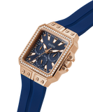 Guess Libra Crystals Blue Dial Blue Silicone Strap Watch For Women - GW0618L2 Buy Now By Guess