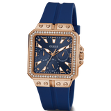 Guess Libra Crystals Blue Dial Blue Silicone Strap Watch For Women - GW0618L2 Buy Now By Guess