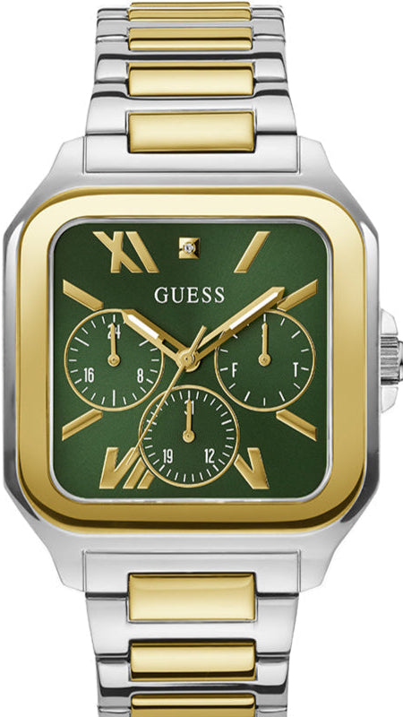 Guess Dress Chronograph Multifunction Green Dial Two Tone Steel Strap Watch For Men - GW0631G1 Buy Now By Guess