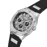 Guess Duke Crystals Black Dial Black Silicone Strap Watch For Men - GW0641G1 Buy Now By Guess