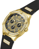 Guess Duke Crystals Black Dial Black Silicone Strap Watch For Men - GW0641G2 Buy Now By Guess