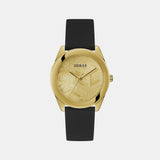 Guess Cubed Analog Gold Dial Black Silicone Strap Watch For Women - GW0665L1 Buy Now By Guess