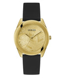 Guess Cubed Analog Gold Dial Black Silicone Strap Watch For Women - GW0665L1 Buy Now By Guess