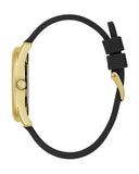 Guess Cubed Analog Gold Dial Black Silicone Strap Watch For Women - GW0665L1 Buy Now By Guess