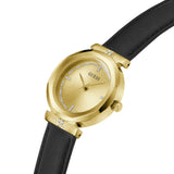 Guess Rumour Quartz Gold Dial Black Leather Strap Watch For Women - GW0689L2 Buy Now By Guess