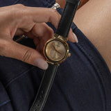 Guess Rumour Quartz Gold Dial Black Leather Strap Watch For Women - GW0689L2 Buy Now By Guess