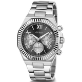 Guess Equity Analog Black Dial Silver Steel Strap Watch For Men - GW0703G1 Buy Now By Guess
