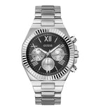 Guess Equity Analog Black Dial Silver Steel Strap Watch For Men - GW0703G1 Buy Now By Guess