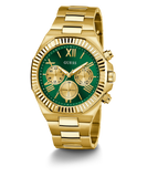 Guess Equity Analog Green Dial Gold Steel Strap Watch For Men - GW0703G2 Buy Now By Guess