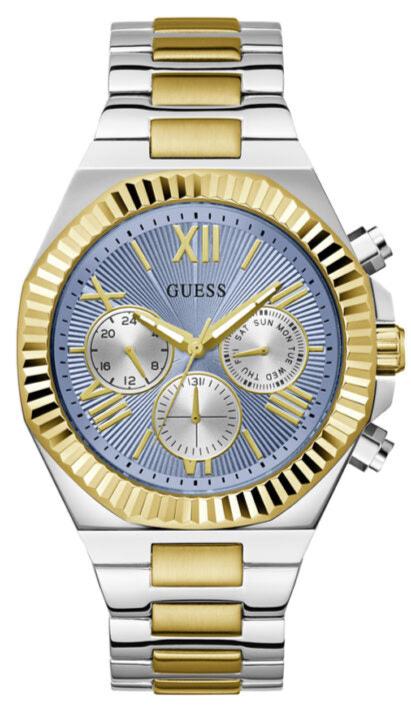 Guess Equity Analog Blue Dial Two Tone Steel Strap Watch For Men - GW0703G3 Buy Now By Guess
