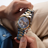 Guess Equity Analog Blue Dial Two Tone Steel Strap Watch For Men - GW0703G3 Buy Now By Guess