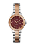 Guess Mist Analog Maroon Dial Two Tone Steel Strap Watch For Women - GW0723L2 Buy Now By Guess