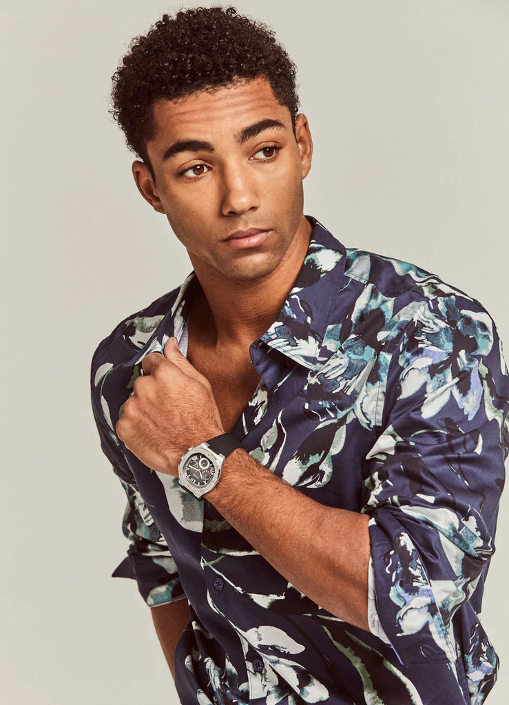 Guess Headline Chronograph Grey Dial Black Rubber Strap Watch for Men - GW0571G1 Buy Now By Guess