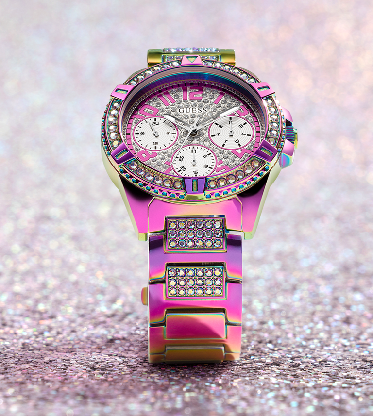 Guess Lady Frontier Diamonds Silver Dial Multicolor Steel Strap Watch for Women - GW0044L1 Buy Now By Guess