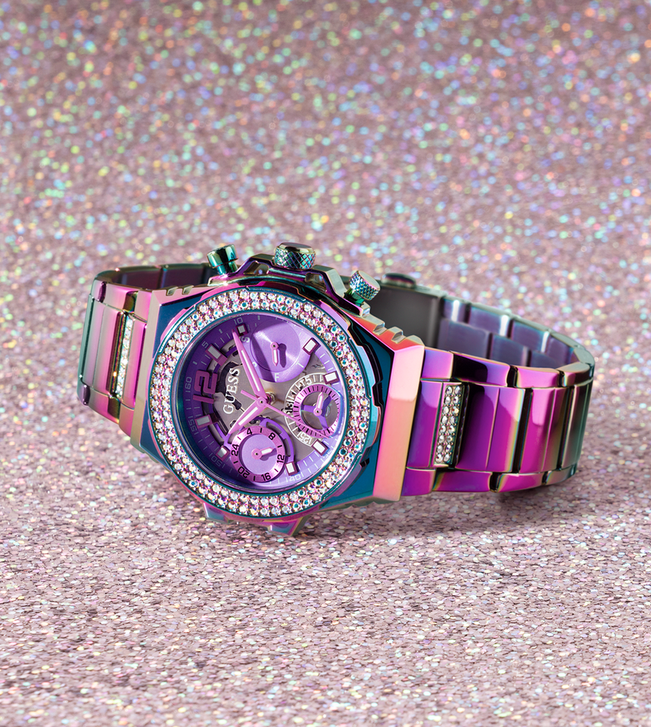 Guess Allara Quartz Purple Dial Purple Steel Strap Watch For Women - GW0604L4 Buy Now By Guess