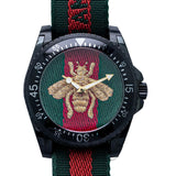 Gucci Dive Green & Red Dial Green & Red Nylon Strap Watch For Men - YA136216 Buy Now By Gucci