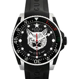 Gucci Dive Feline Black Dial Black Rubber Strap Watch For Men - YA136323 Buy Now By Gucci
