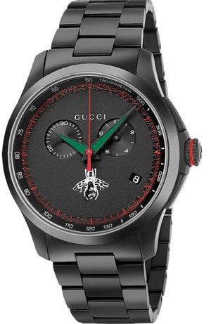 Gucci G-Timeless Chronograph Black Dial Black Steel Strap Watch For Men - YA126269 Buy Now By Gucci