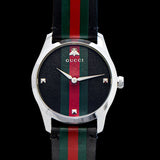 Gucci G Timeless Quartz Black Dial Multicolored Black Leather Strap Watch For Men - YA1264079 Buy Now By Gucci