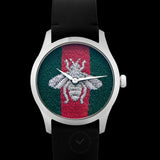 Gucci G Timeless Quartz Green & Red Dial Black Leather Strap Watch For Men - YA1264149 Buy Now By Gucci