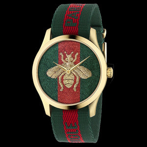Gucci G Timeless Quartz Green & Red Dial Green & Red NATO Strap Watch For Men - YA126487A Buy Now By Gucci