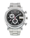 Gucci G Chrono Diamonds Black Dial Silver Steel Strap Watch For Men - YA101324 Buy Now By Gucci