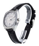 Gucci GG2570 Diamonds Silver Dial Black Leather Strap Watch For Women - YA142507 Buy Now By Gucci