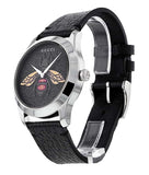 Gucci G Timeless Bee Black Dial Black Leather Strap Watch For Women - YA1264067 Buy Now By Gucci