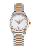 Gucci G Timeless Diamonds Mother of Pearl Dial Two Tone Steel Strap Watch For Women - YA126544 Buy Now By Gucci