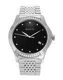 Gucci G Timeless Diamonds Black Dial Silver Steel Strap Watch For Women - YA126408 Buy Now By Gucci