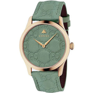 Gucci G Timeless Quartz Green Dial Green Leather Strap Watch For Women - YA1264099 Buy Now By Gucci