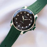 Gucci Dive Black Dial Green Rubber Strap Watch For Men - YA136310 Buy Now By Gucci